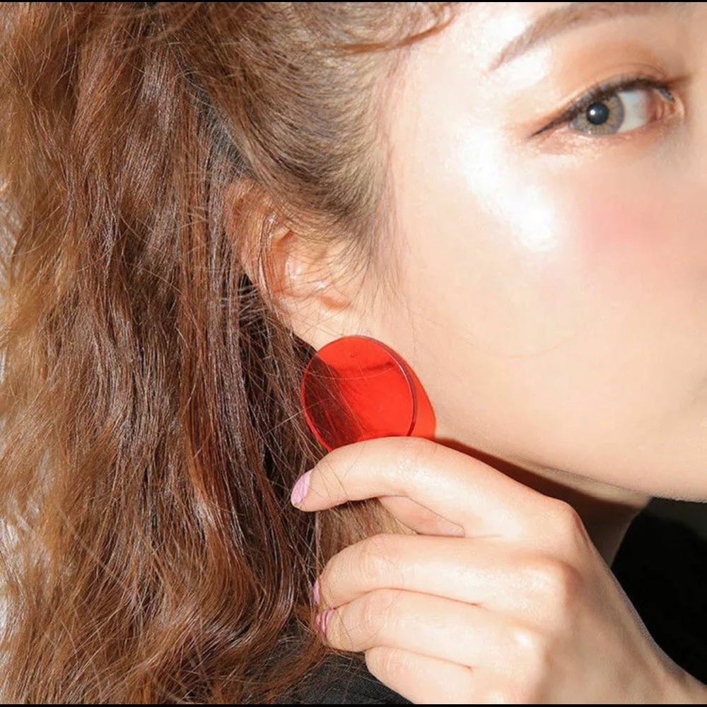 NWT Red Acrylic Round Post Earrings